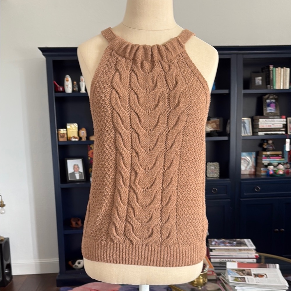 Anthropologie Pilcro Cable Knit Halter Top in Tan size M